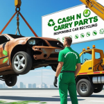showing a member from cash n carry team taking a junk car for recycling pupose and encourage to sell you junk car today fo eco freindly benefits