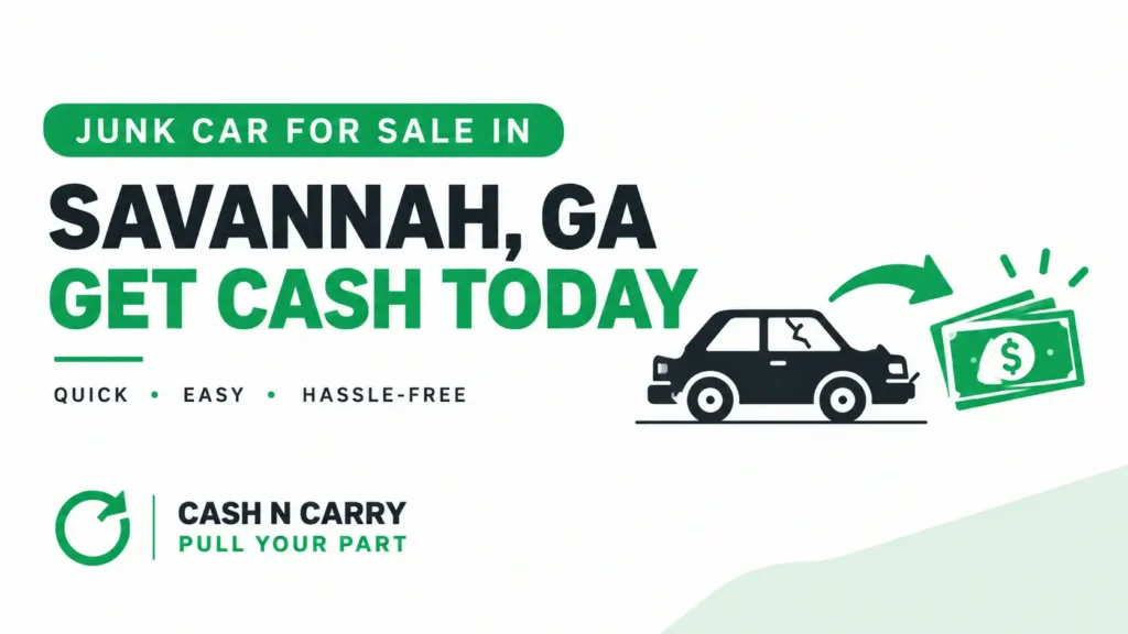 Junk car for sale in Savannah, GA, with Cash N Carry Pull Your Part as a local buyer for unwanted vehicles.