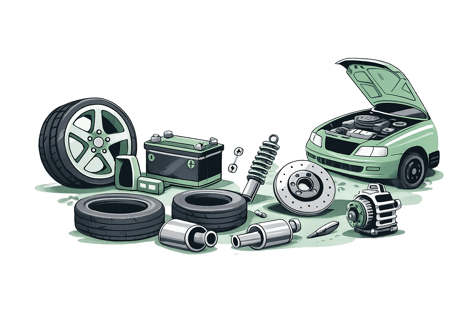 Used auto parts Savannah including tires, battery, engine components and car parts available at Cash N Carry Parts salvage yard